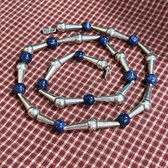 Sterling & Lapis Native American Necklace - Picture 2 of 14